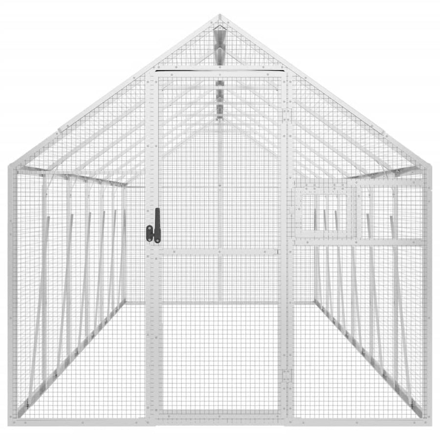 Volière 1,79x6x1,85 m aluminium zilverkleurig 1.79 x 6 x 1.85 m Zilver