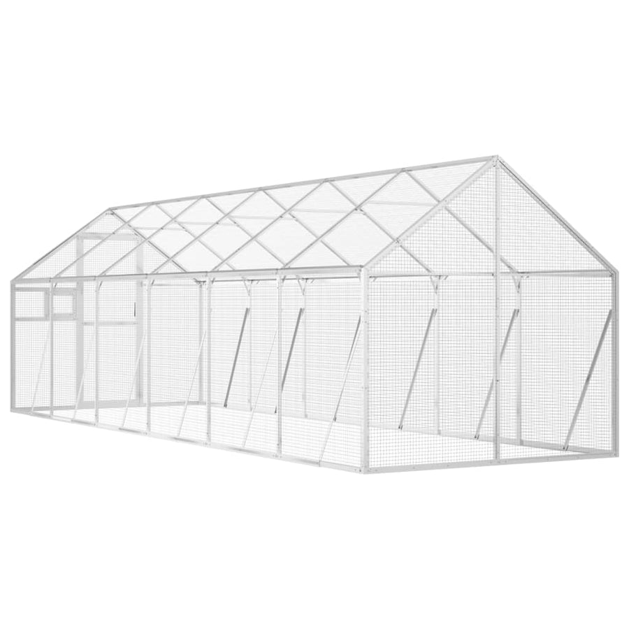 Volière 1,79x6x1,85 m aluminium zilverkleurig 1.79 x 6 x 1.85 m Zilver