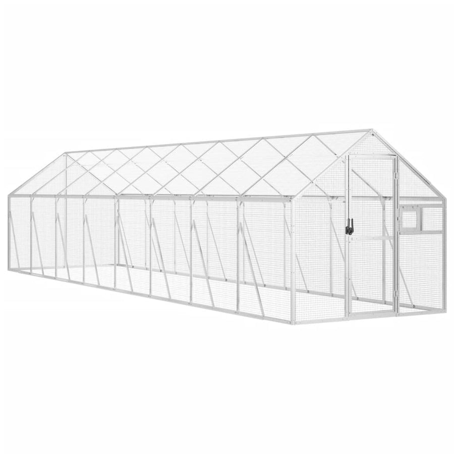Volière 1,79x8x1,85 m aluminium zilverkleurig 1.79 x 8 x 1.85 m Zilver