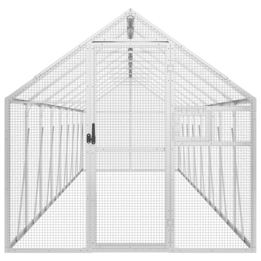 Volière 1,79x8x1,85 m aluminium zilverkleurig 1.79 x 8 x 1.85 m Zilver