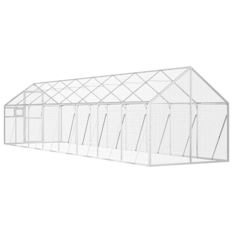 Volière 1,79x8x1,85 m aluminium zilverkleurig 1.79 x 8 x 1.85 m Zilver