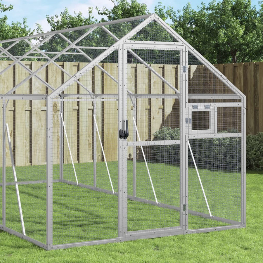 Volière 1,79x8x1,85 m aluminium zilverkleurig 1.79 x 8 x 1.85 m Zilver