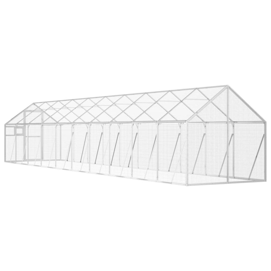 Volière 1,79X10X1,85 M Aluminium Kleurig 1.79 x 10 x 1.85 m Zilver