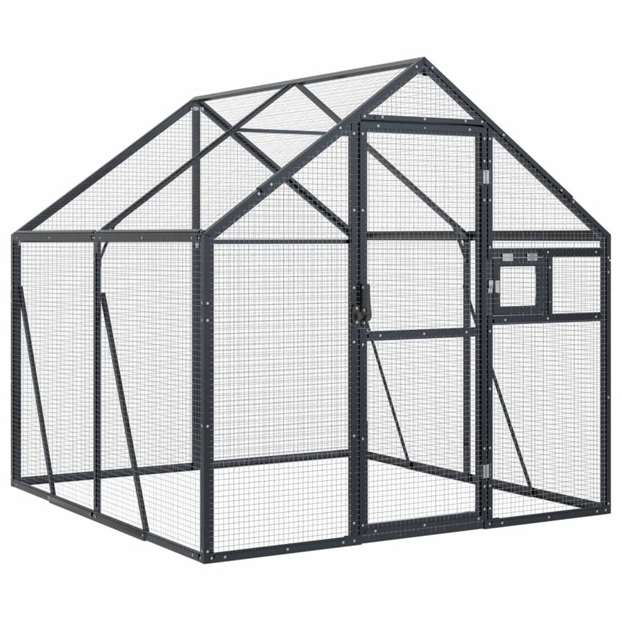 Volière 1,79x2x1,85 m aluminium antracietkleurig 1.79 x 2 x 1.85 m Antraciet