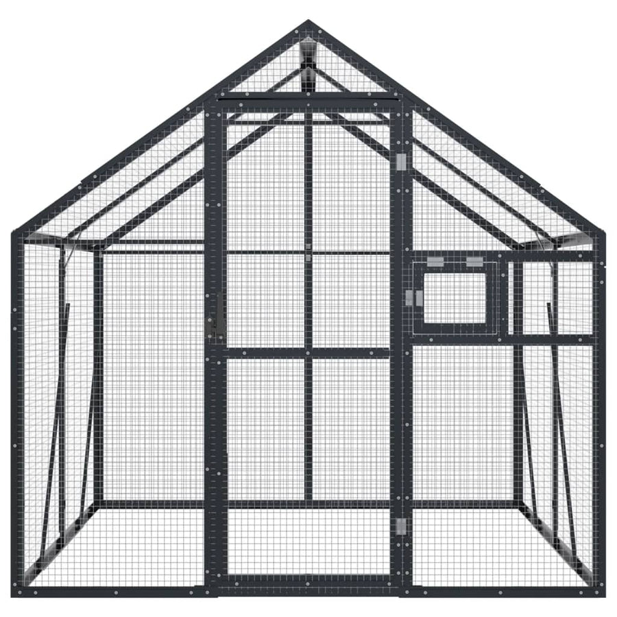 Volière 1,79x2x1,85 m aluminium antracietkleurig 1.79 x 2 x 1.85 m Antraciet