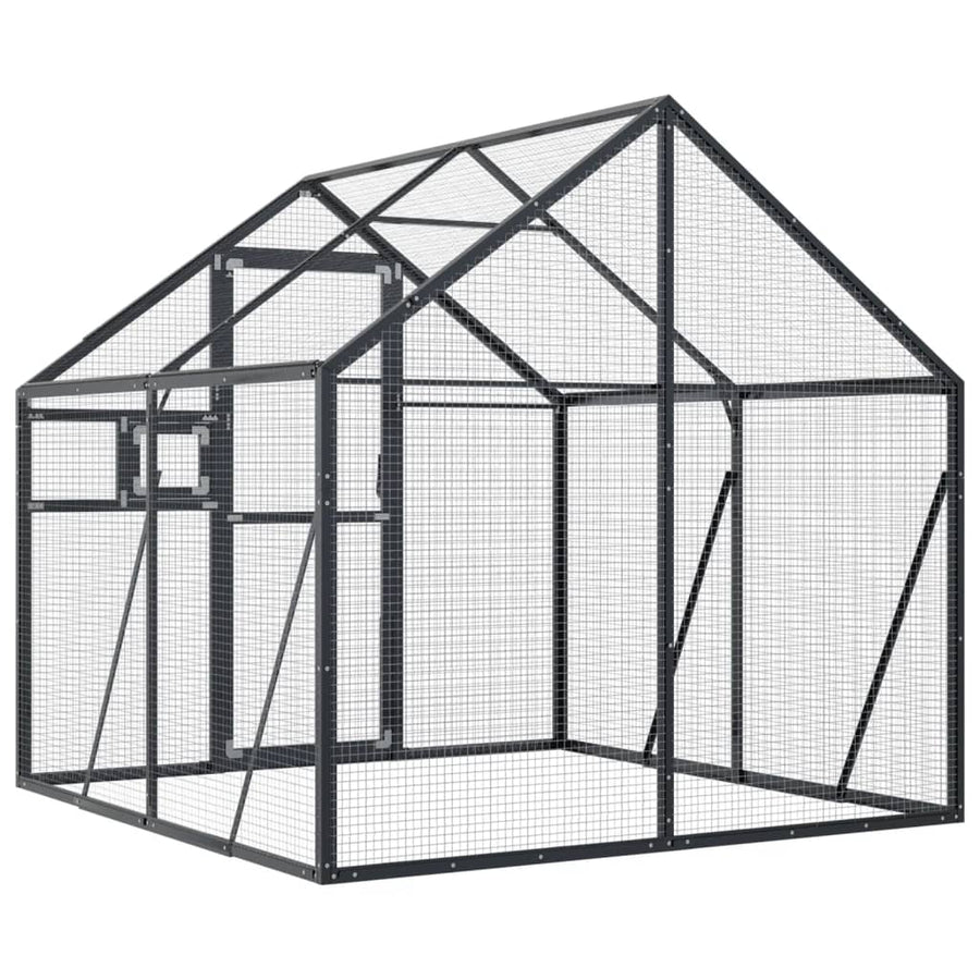 Volière 1,79x2x1,85 m aluminium antracietkleurig 1.79 x 2 x 1.85 m Antraciet