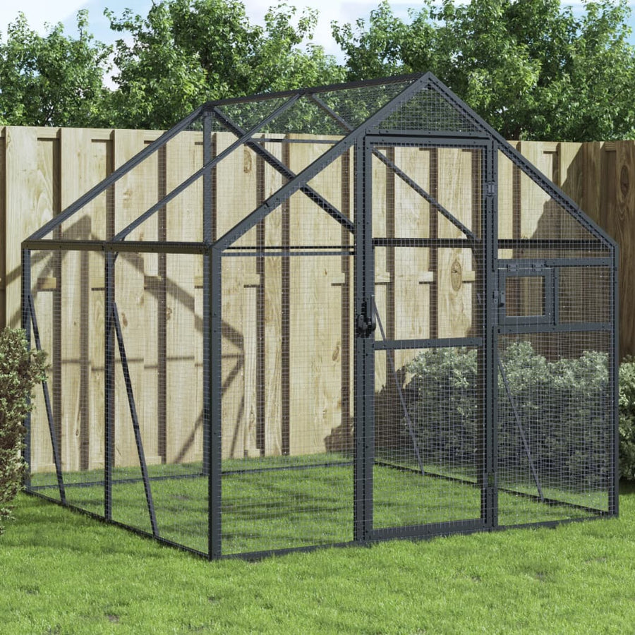 Volière 1,79x2x1,85 m aluminium antracietkleurig 1.79 x 2 x 1.85 m Antraciet