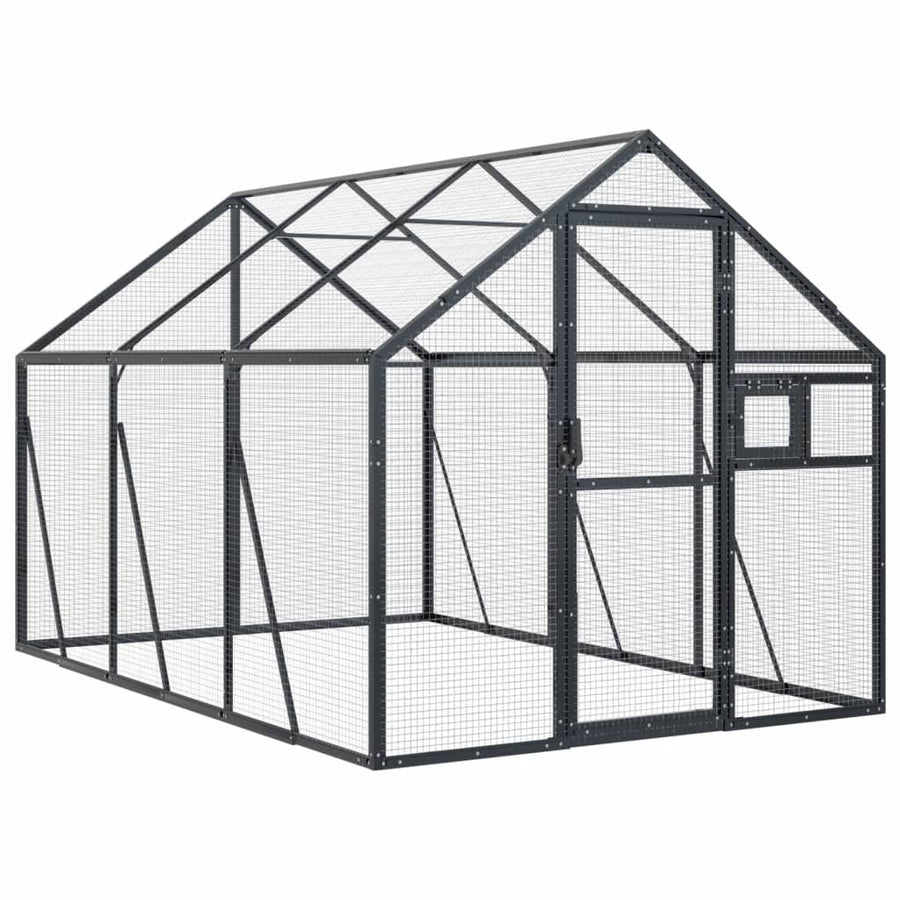 Volière 1,79x3x1,85 m aluminium antracietkleurig 1.79 x 3 x 1.85 m Antraciet