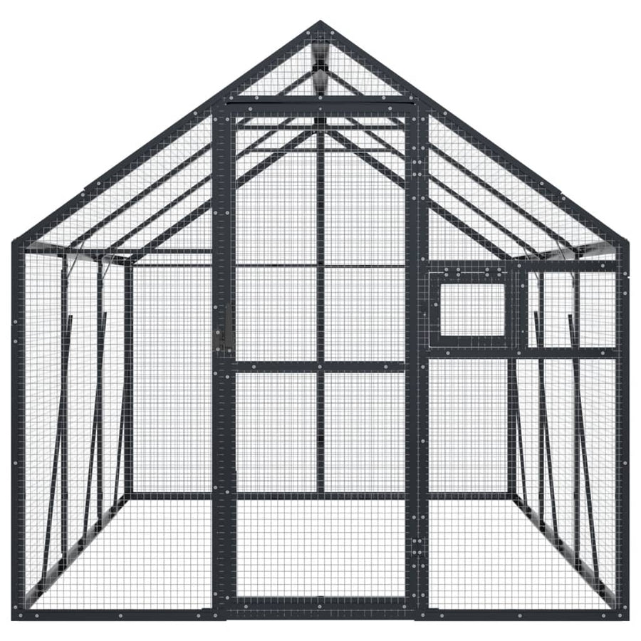 Volière 1,79x3x1,85 m aluminium antracietkleurig 1.79 x 3 x 1.85 m Antraciet