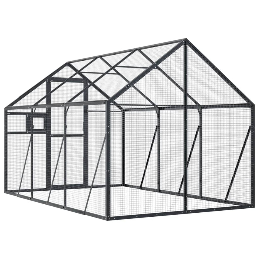 Volière 1,79x3x1,85 m aluminium antracietkleurig 1.79 x 3 x 1.85 m Antraciet