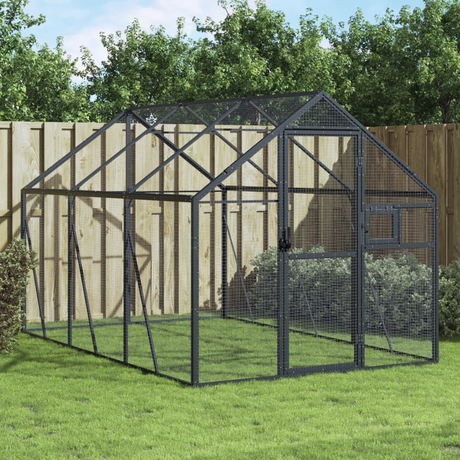 Volière 1,79x3x1,85 m aluminium antracietkleurig 1.79 x 3 x 1.85 m Antraciet