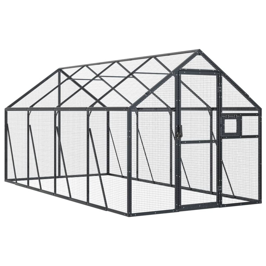 Volière 1,79x4x1,85 m aluminium antracietkleurig 1.79 x 4 x 1.85 m Antraciet