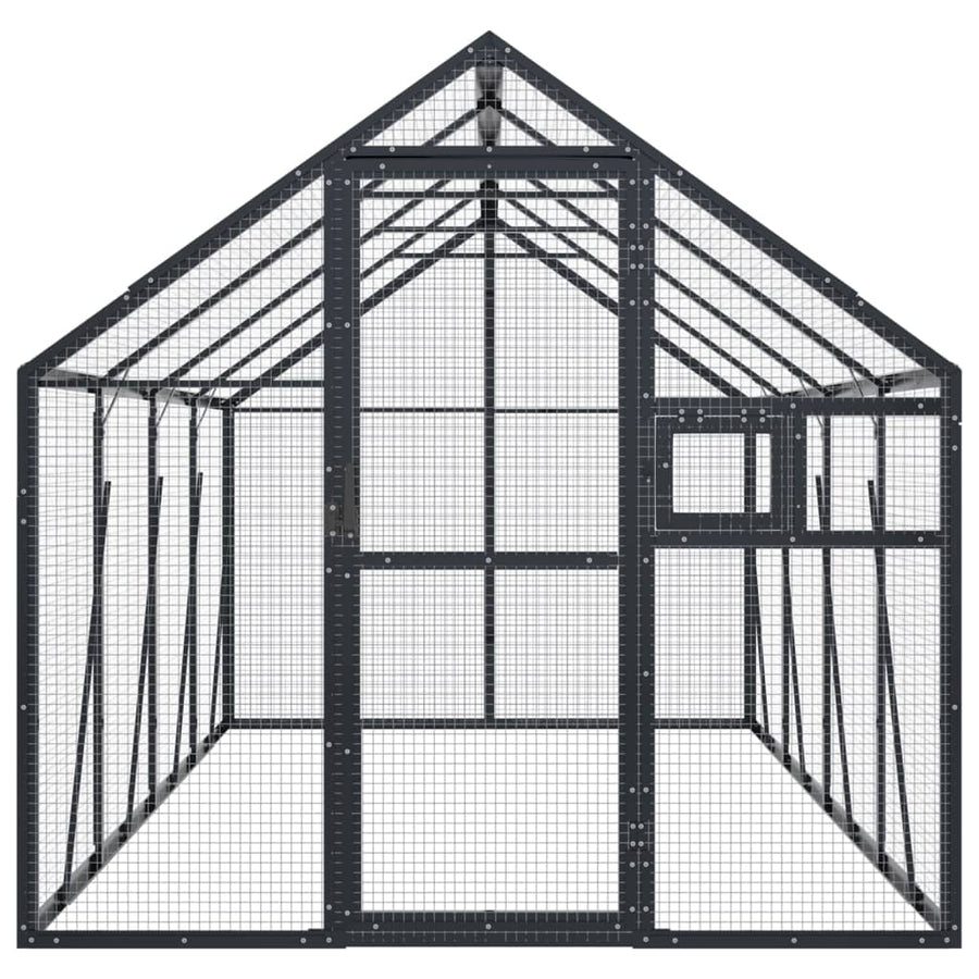 Volière 1,79x4x1,85 m aluminium antracietkleurig 1.79 x 4 x 1.85 m Antraciet