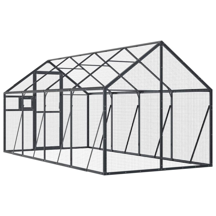 Volière 1,79x4x1,85 m aluminium antracietkleurig 1.79 x 4 x 1.85 m Antraciet
