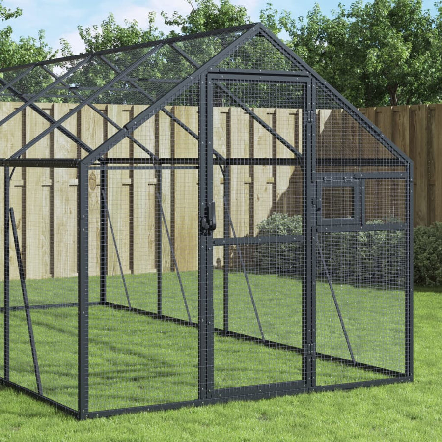 Volière 1,79x4x1,85 m aluminium antracietkleurig 1.79 x 4 x 1.85 m Antraciet