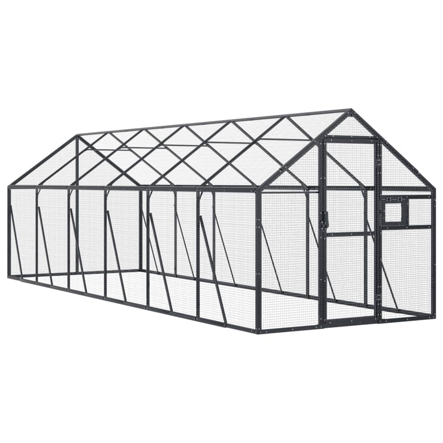 Volière 1,79x6x1,85 m aluminium antracietkleurig 1.79 x 6 x 1.85 m Antraciet