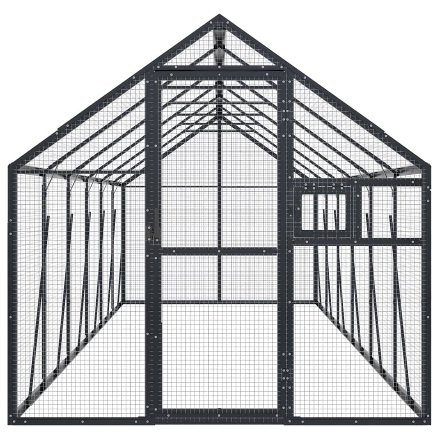 Volière 1,79x6x1,85 m aluminium antracietkleurig 1.79 x 6 x 1.85 m Antraciet
