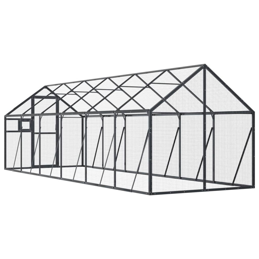 Volière 1,79x6x1,85 m aluminium antracietkleurig 1.79 x 6 x 1.85 m Antraciet