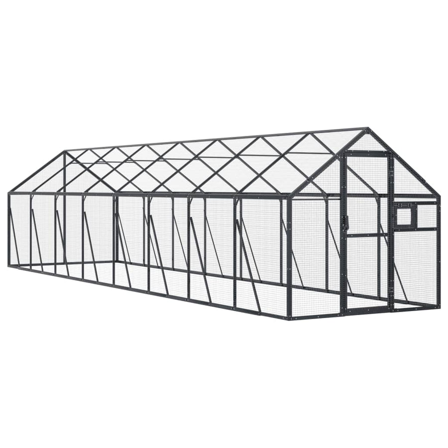 Volière 1,79x8x1,85 m aluminium antracietkleurig 1.79 x 8 x 1.85 m Antraciet