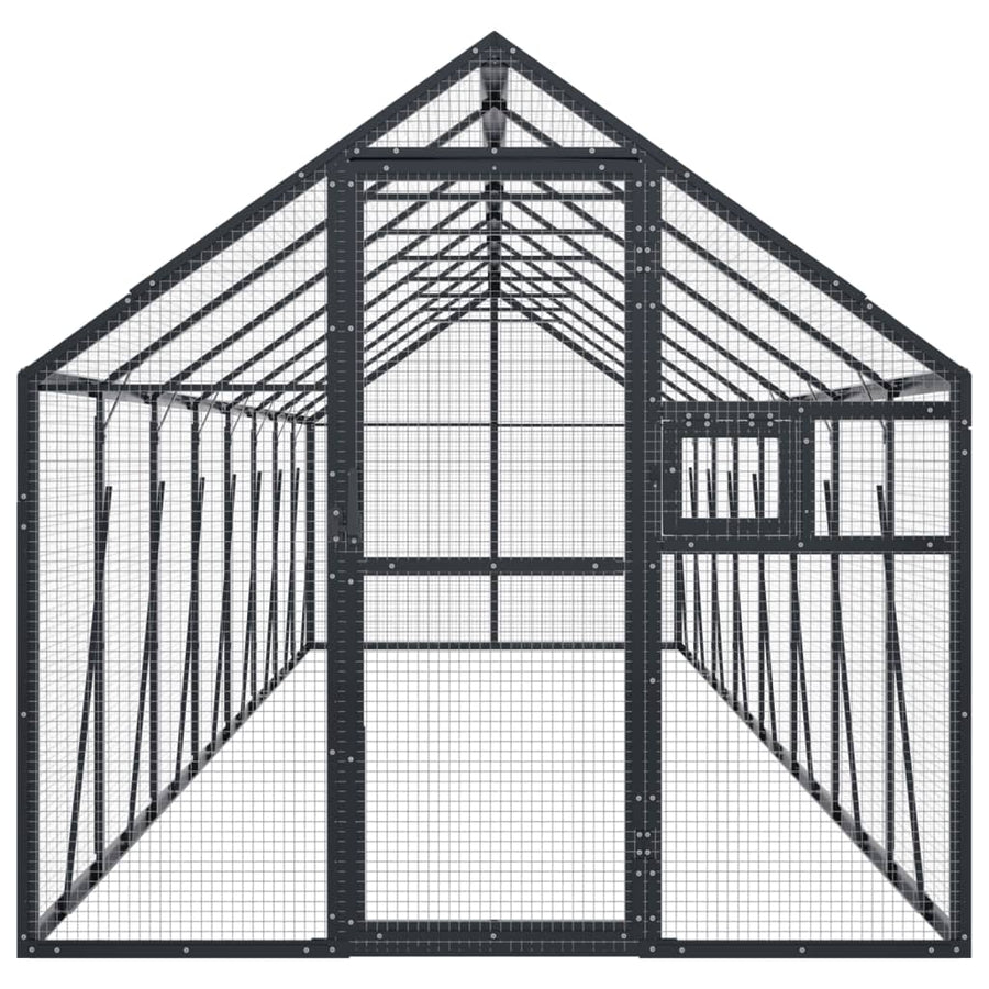 Volière 1,79x8x1,85 m aluminium antracietkleurig 1.79 x 8 x 1.85 m Antraciet
