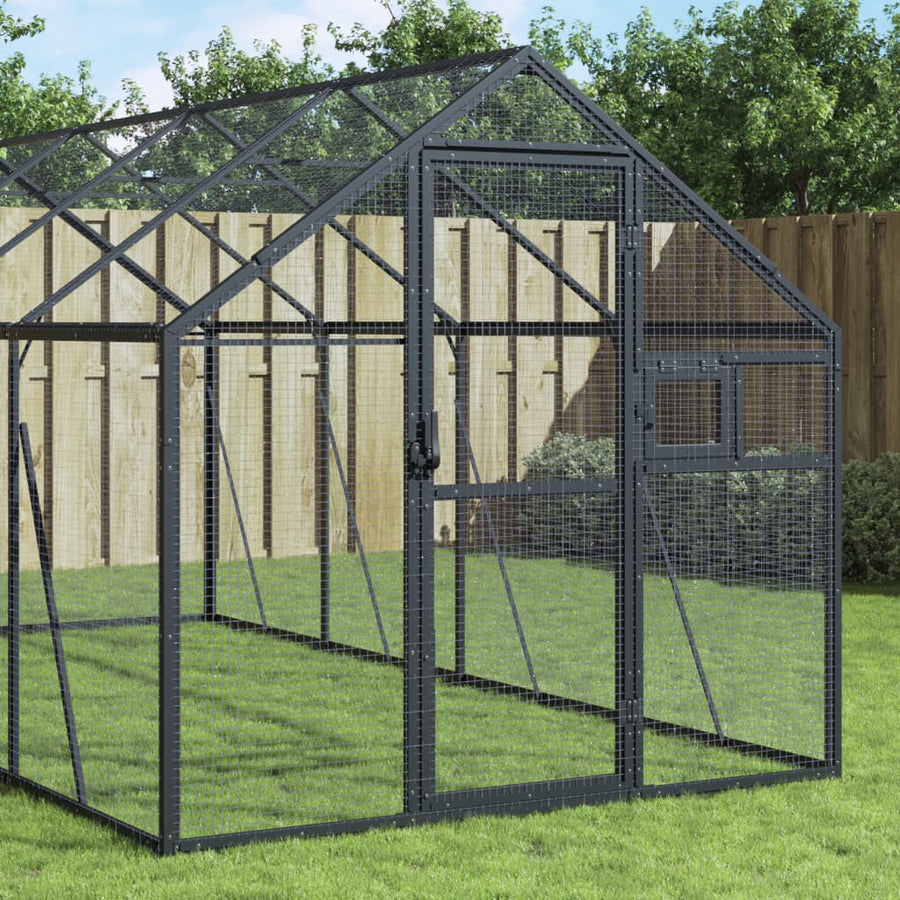 Volière 1,79x8x1,85 m aluminium antracietkleurig 1.79 x 8 x 1.85 m Antraciet
