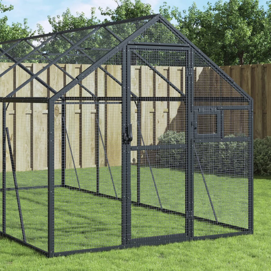 Volière 1,79X2X1,85 M Aluminium Kleurig 1.79 x 10 x 1.85 m Antraciet