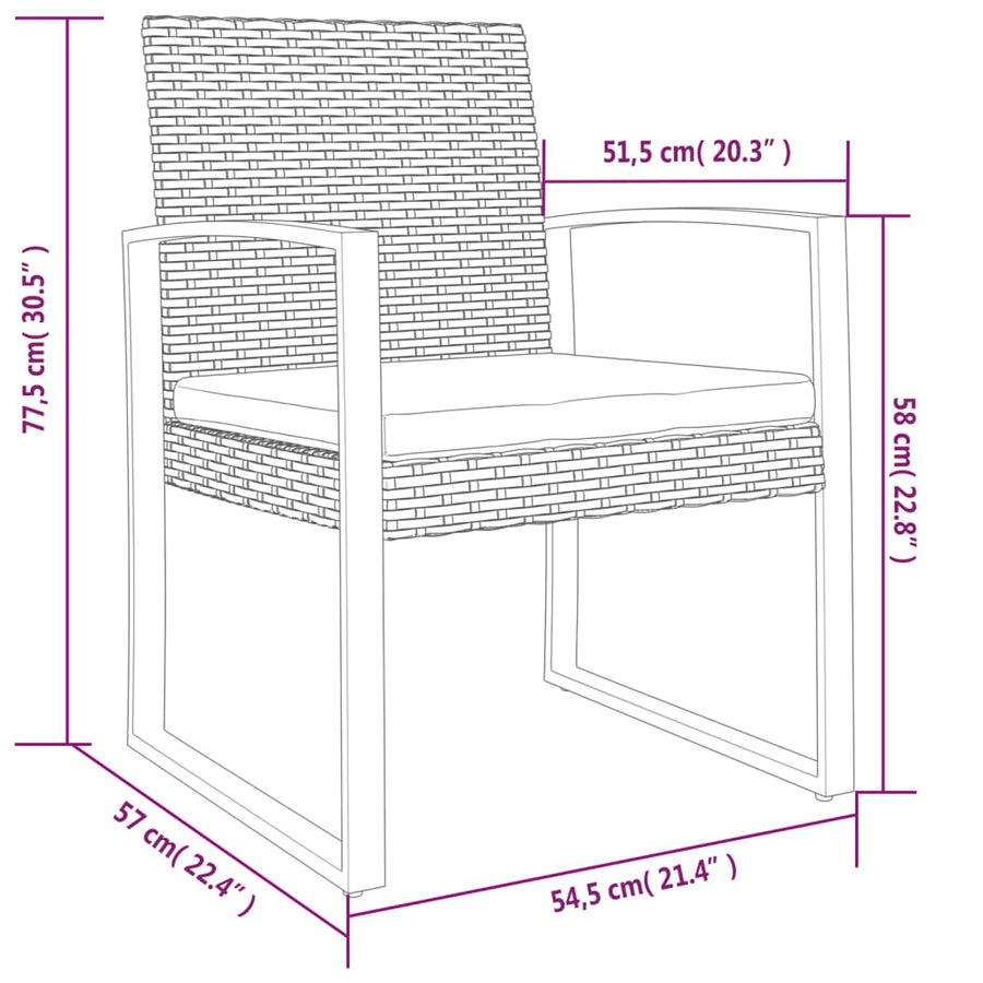 Tuinstoelen Polypropeen Rattan Zwart