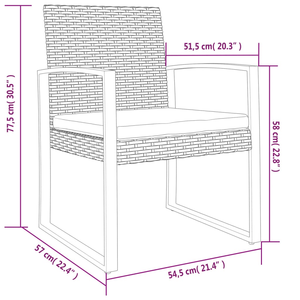 Tuinstoelen Polypropeen Rattan Donkergrijs