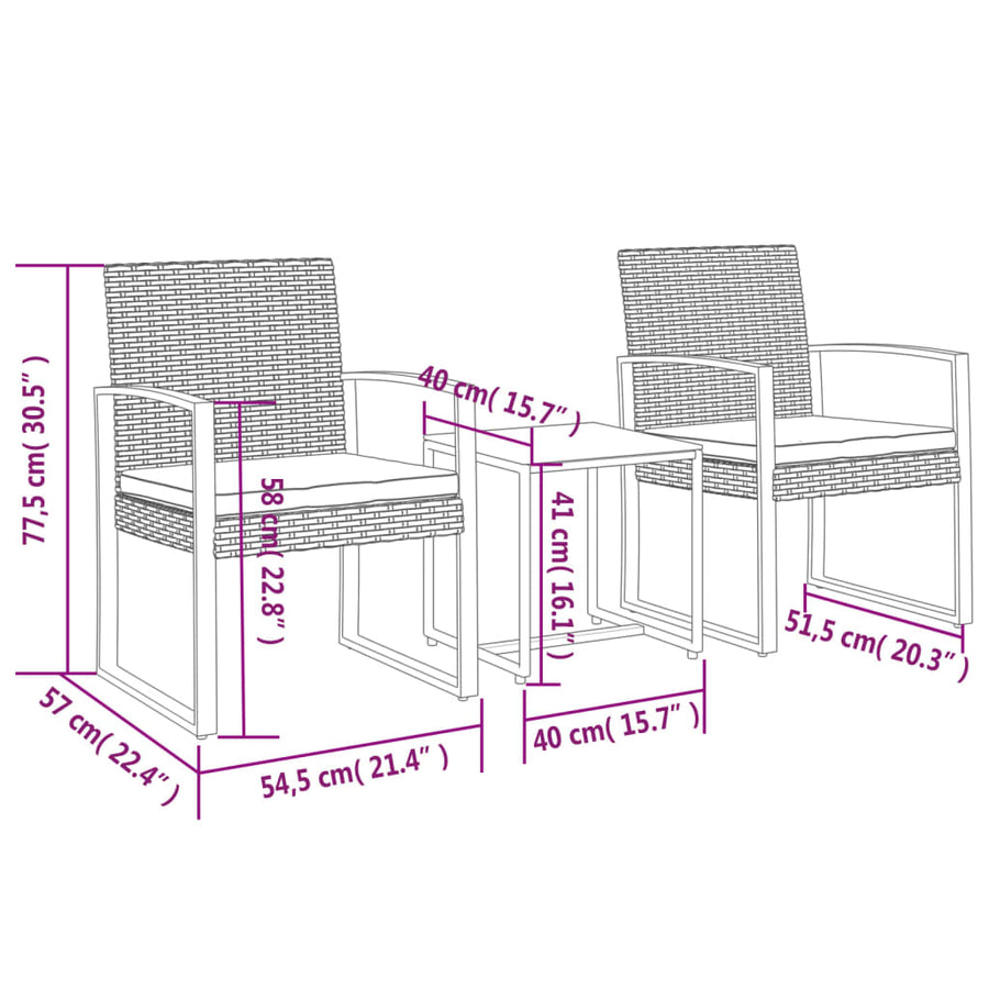 -Delige Tuinset Met Kussens Polypropeen Rattan Bruin