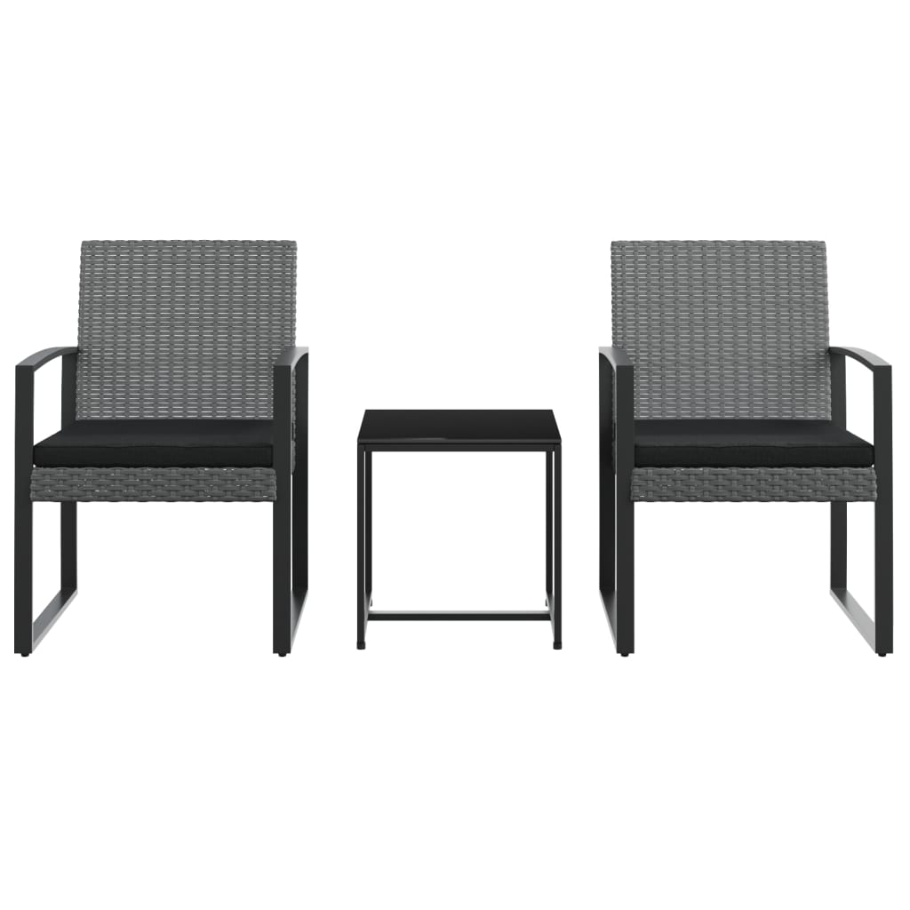 -Delige Tuinset Met Kussens Polypropeen Rattan Donkergrijs