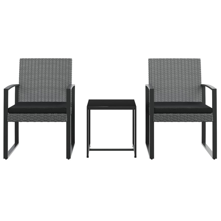 -Delige Tuinset Met Kussens Polypropeen Rattan Donkergrijs