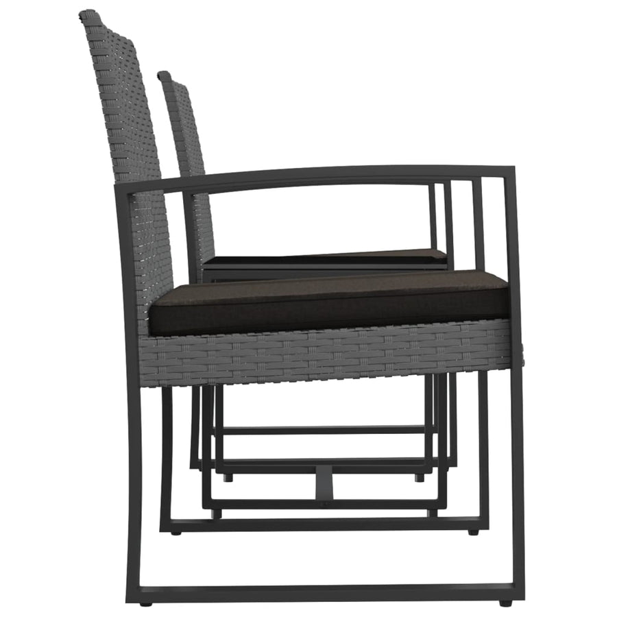 -Delige Tuinset Met Kussens Polypropeen Rattan Donkergrijs