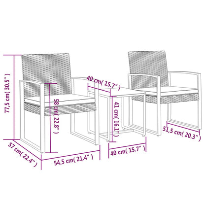 -Delige Tuinset Met Kussens Polypropeen Rattan Donkergrijs