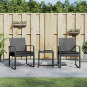 Tuinset 3-delig polypropeen rattan donkergrijs