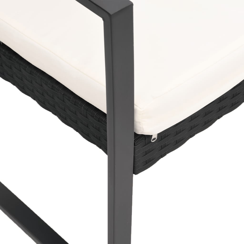 Tuinbank 2-Zits Met Kussens Polypropeen Rattan Zwart