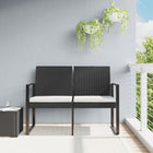 2-Seater Garden Bench with Cushions Polypropylene Rattan Black