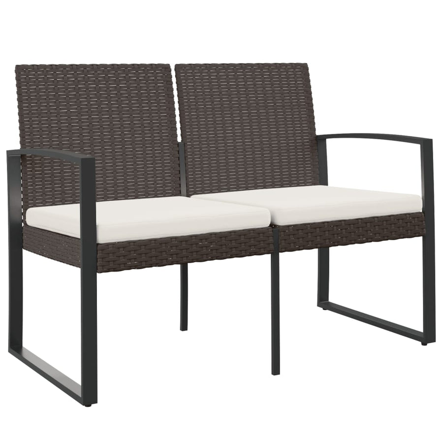 Tuinbank 2-Zits Met Kussens Polypropeen Rattan Bruin