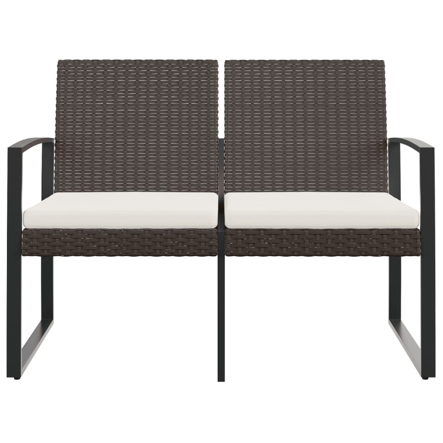 Tuinbank 2-Zits Met Kussens Polypropeen Rattan Bruin