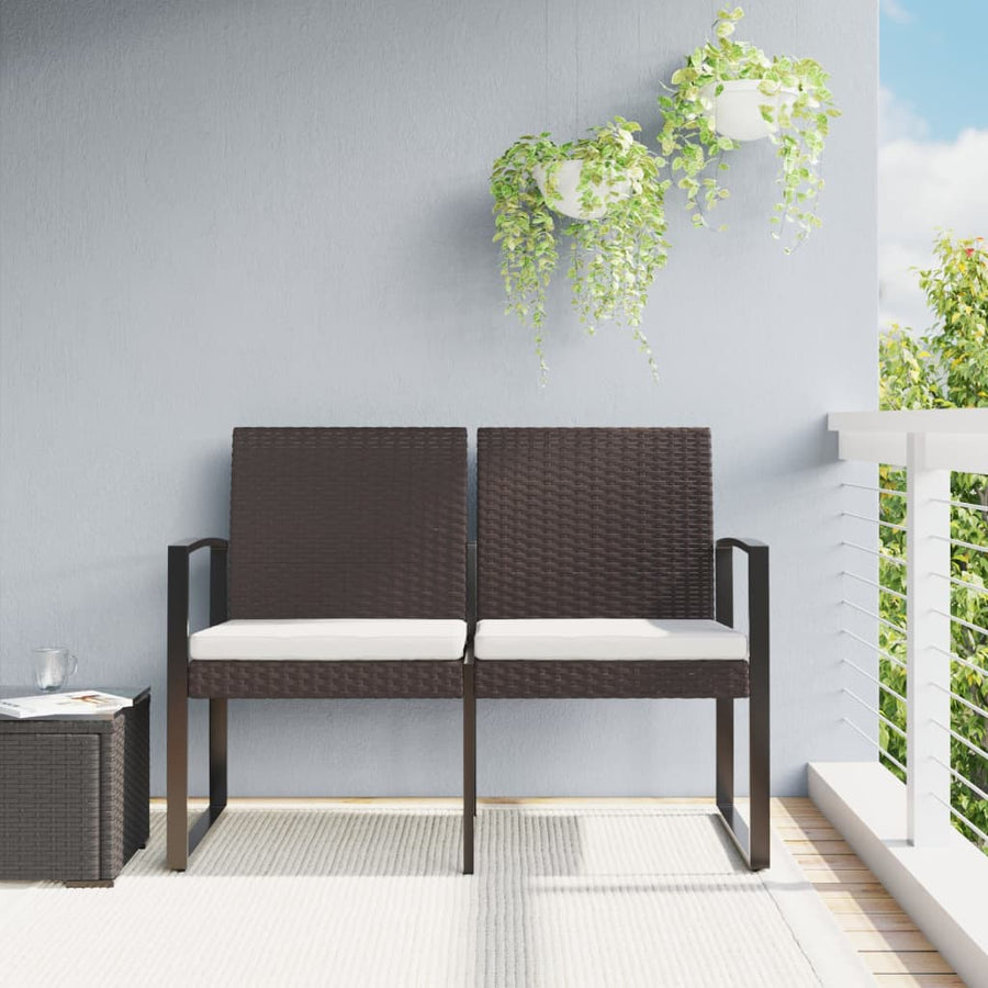 Tuinbank 2-Zits Met Kussens Polypropeen Rattan Bruin