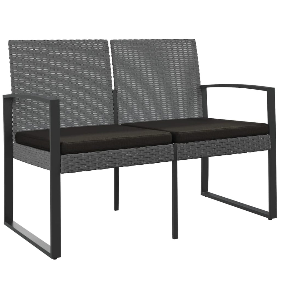 Tuinbank 2-Zits Met Kussens Polypropeen Rattan Donkergrijs