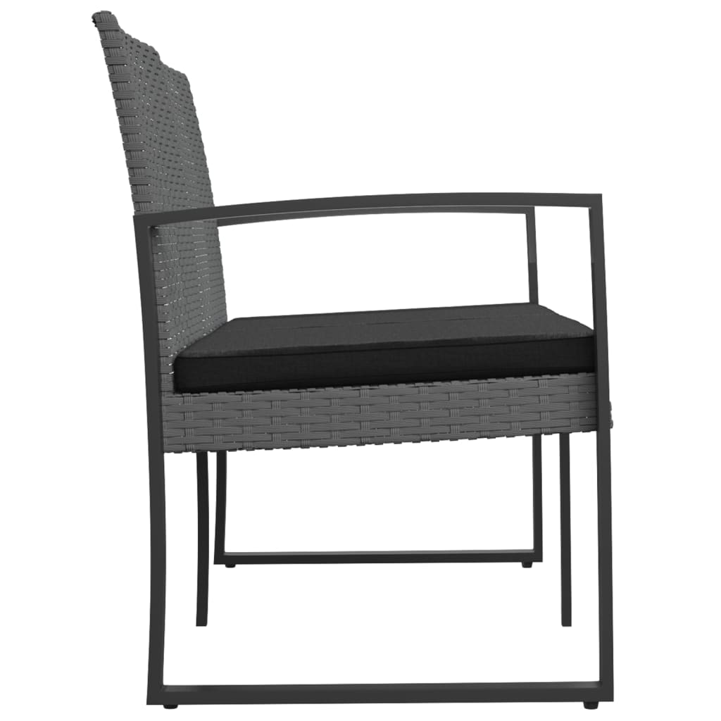 Tuinbank 2-Zits Met Kussens Polypropeen Rattan Donkergrijs