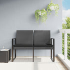 2-seater garden bench with cushions polypropylene rattan dark gray