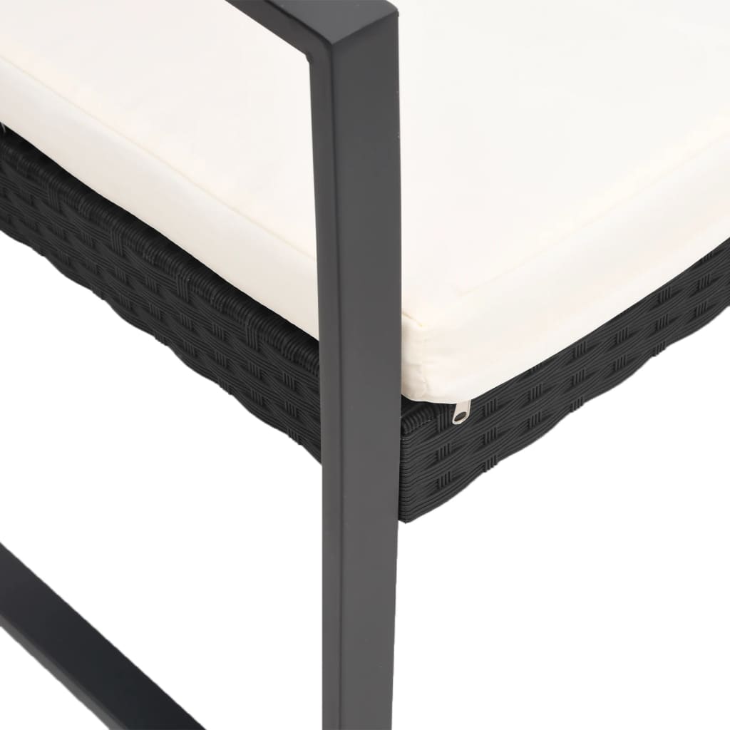 Tuinbank 3-Zits Met Kussens Polypropeen Rattan Zwart