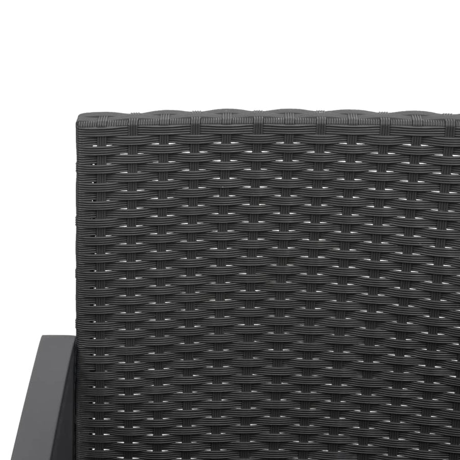 Tuinbank 3-Zits Met Kussens Polypropeen Rattan Zwart