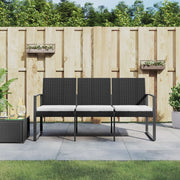 Tuinbank 3-zits polypropeen rattan zwart