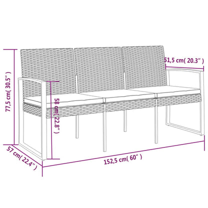 Tuinbank 3-Zits Met Kussens Polypropeen Rattan Bruin