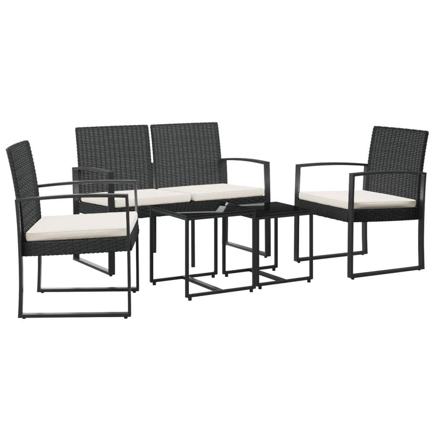 -Delige Tuinset Met Kussens Polypropeen Rattan Zwart