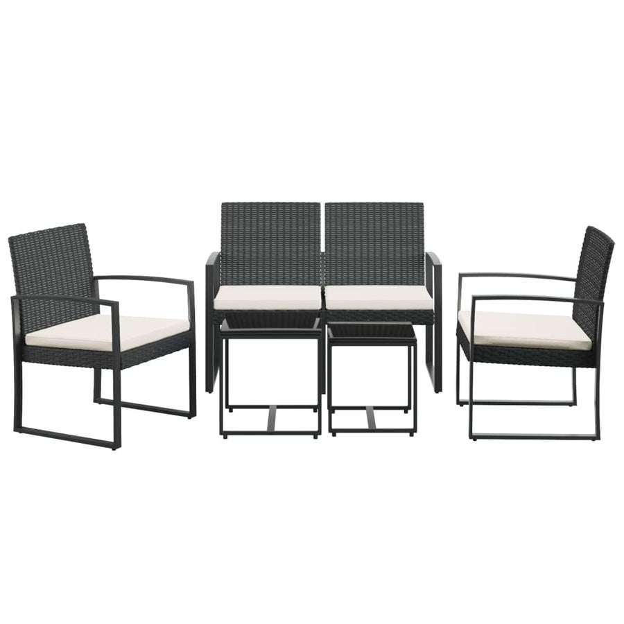 -Delige Tuinset Met Kussens Polypropeen Rattan Zwart