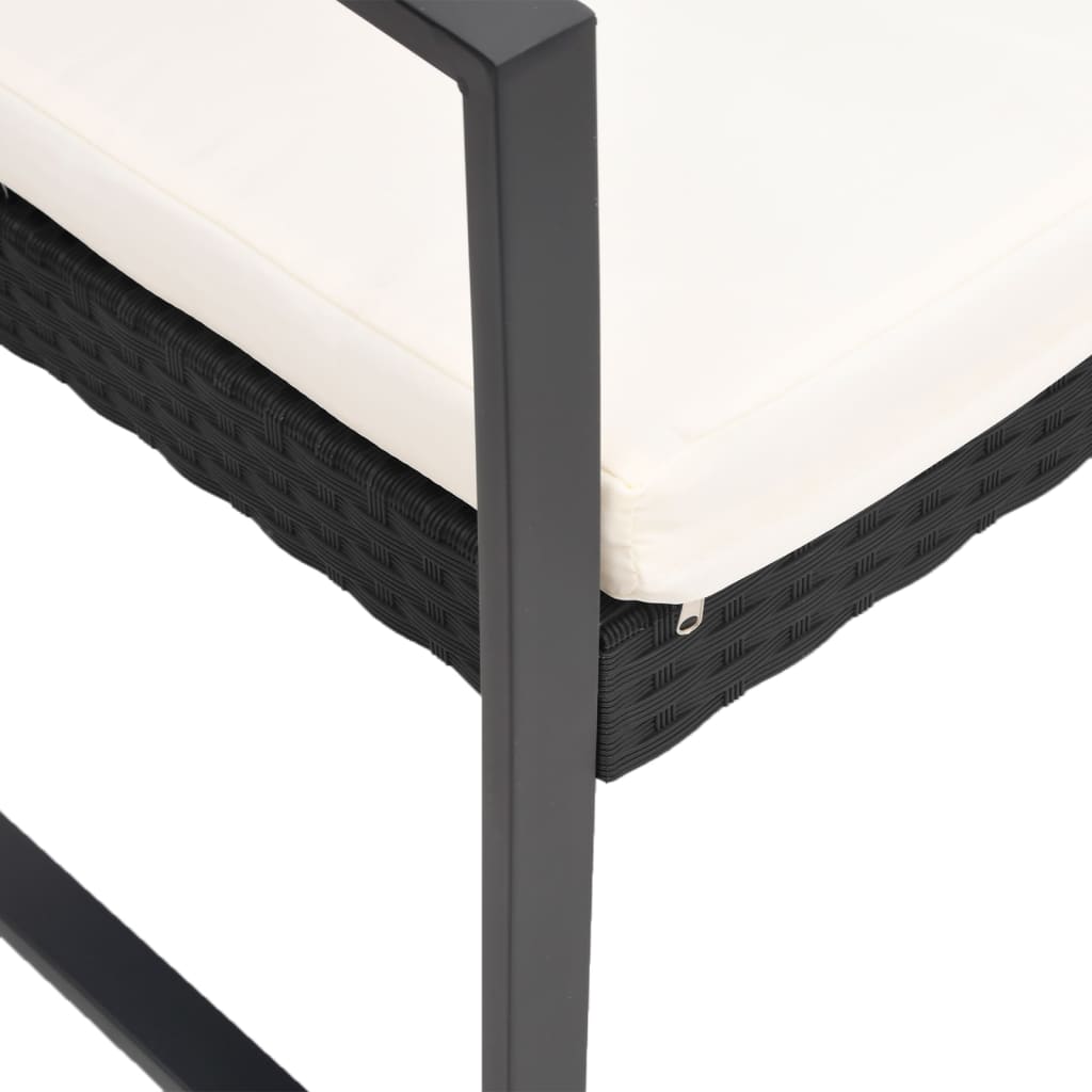 -Delige Tuinset Met Kussens Polypropeen Rattan Zwart