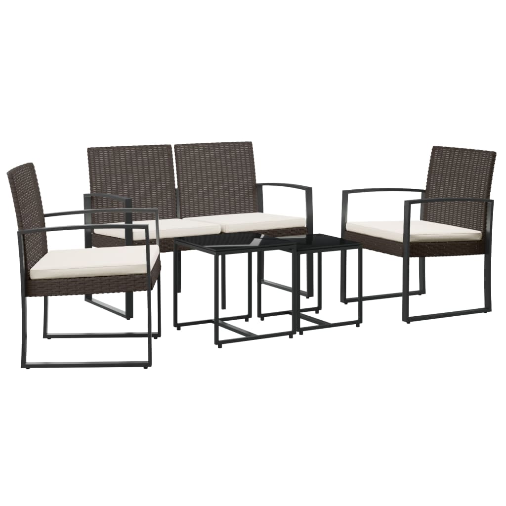 -Delige Tuinset Met Kussens Polypropeen Rattan Bruin